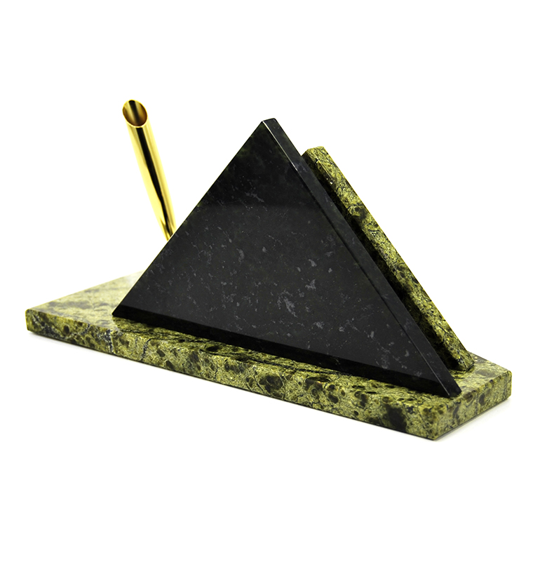 Визитница "Треугольник" с часами и подставкой под ручку
