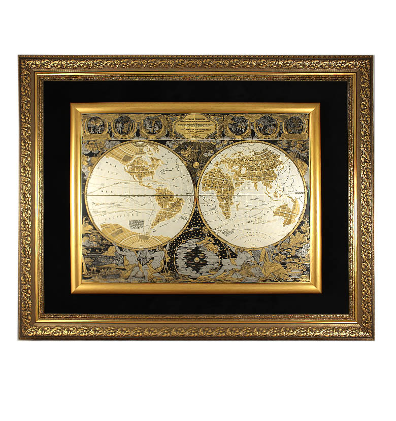 Панно настенное "Карта известного мира Жана Бабтиста Нолина"